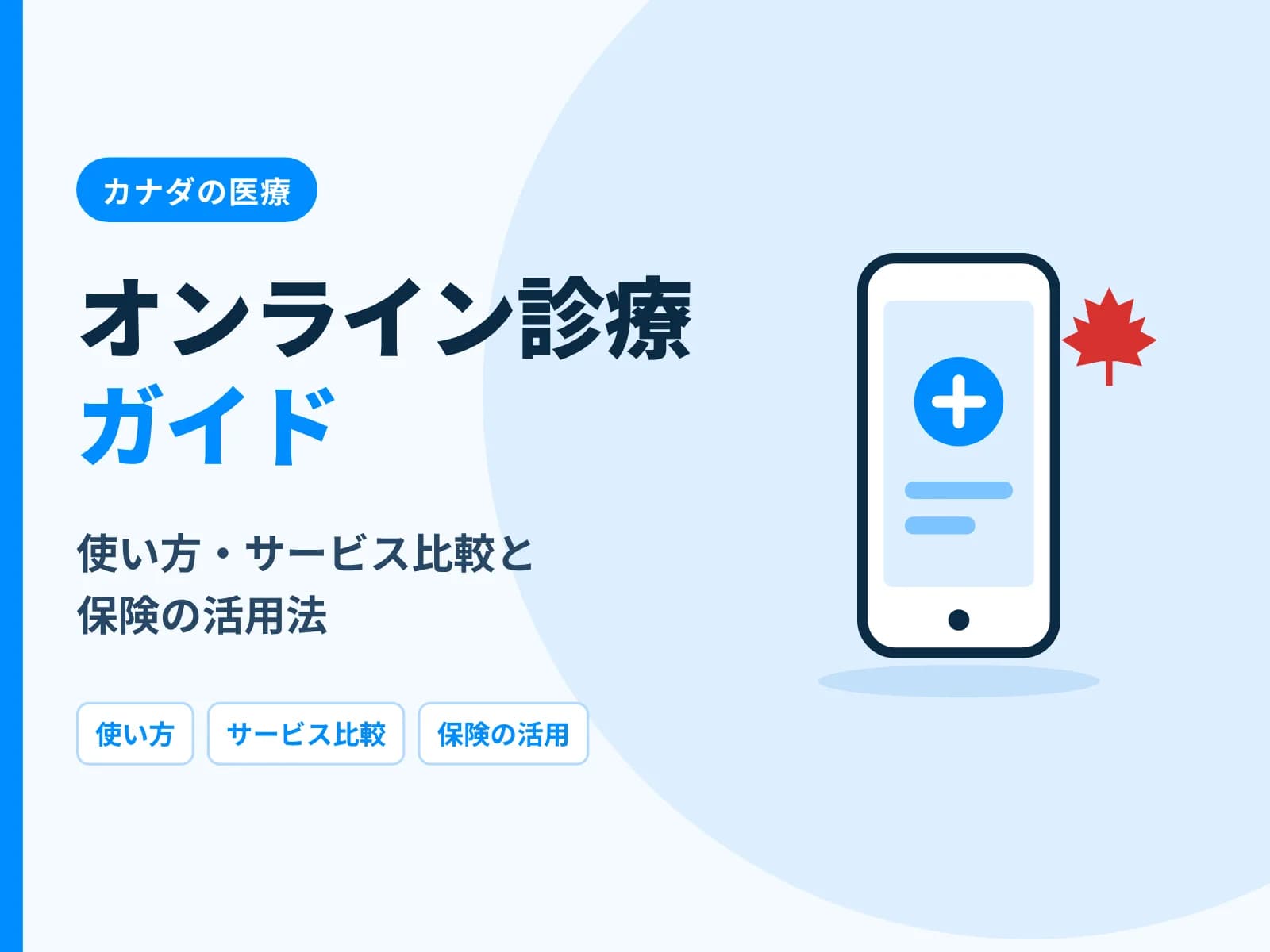 スマートフォンのイラストと「オンライン診療ガイド 使い方・サービス比較と保険の活用法」の文字