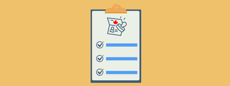 Clipboard with a Super Visa requirements checklist.