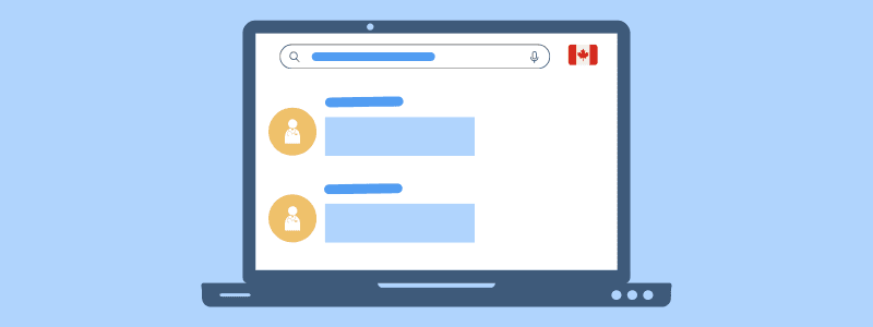 Laptop showing a web search page with two Canadian doctor listings.
