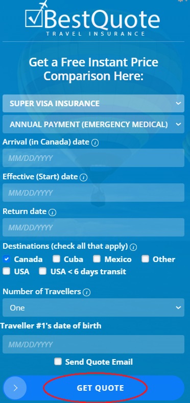 Formulaire de soumission Super Visa