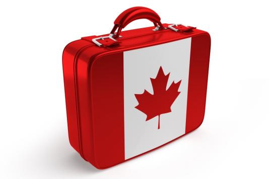 A briefcase with a Canadian flag 